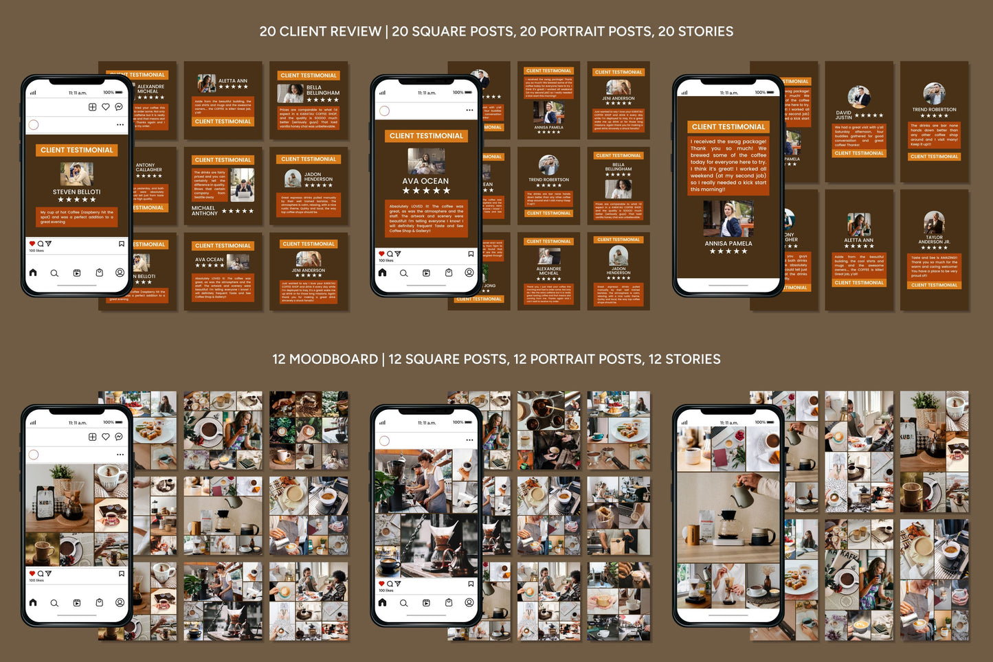 1200+ Coffee Shop Instagram Templates - Vol. 7