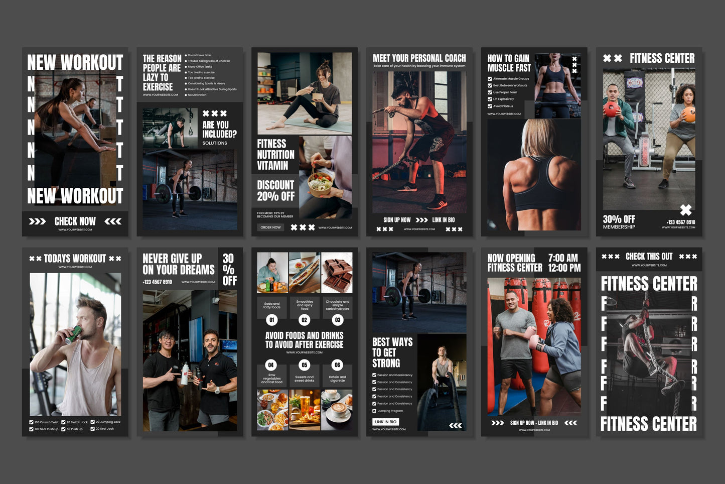 120+ Fitness Instagram Templates - Vol. 1