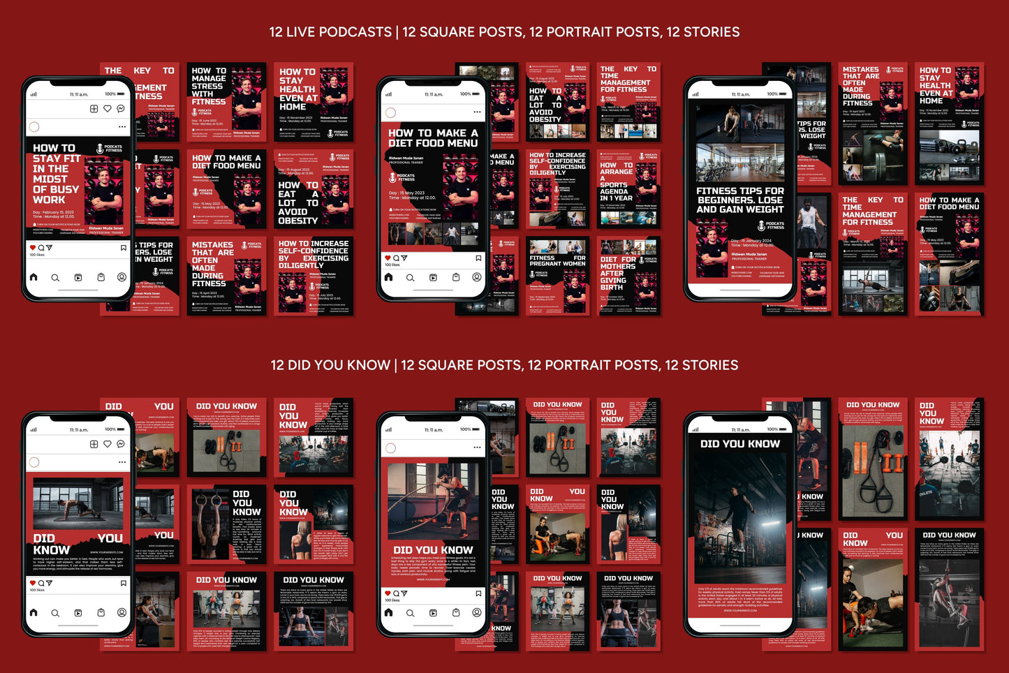 1200+ Fitness Instagram Templates - Vol. 8