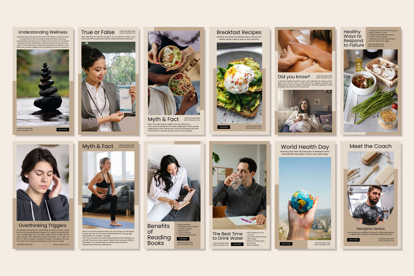 120+ Wellness Instagram Templates - Vol. 1