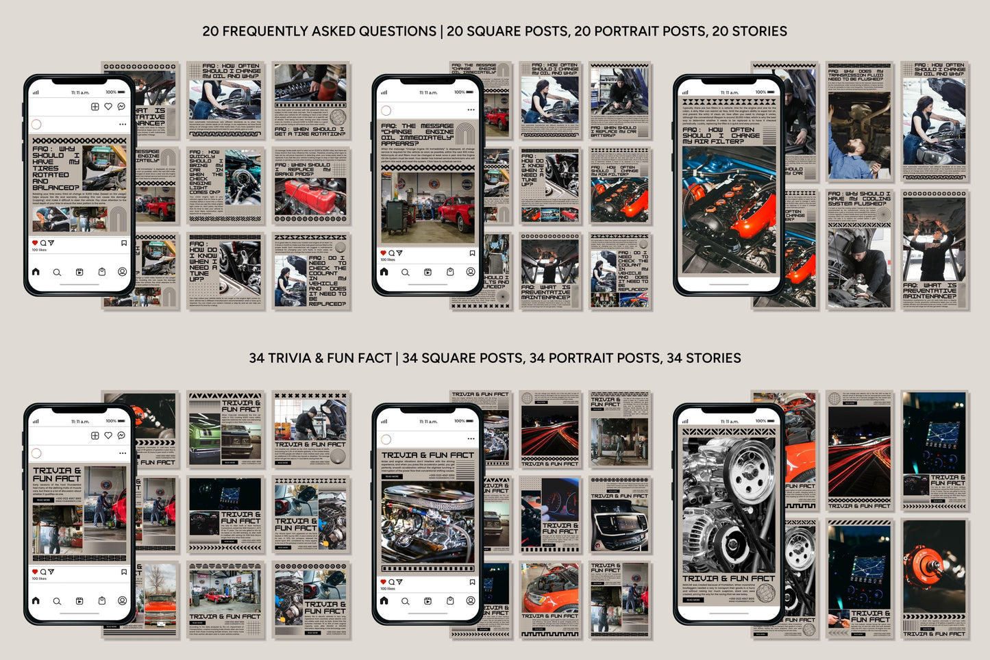 120+ Automotive Instagram Templates -  Vol. 1