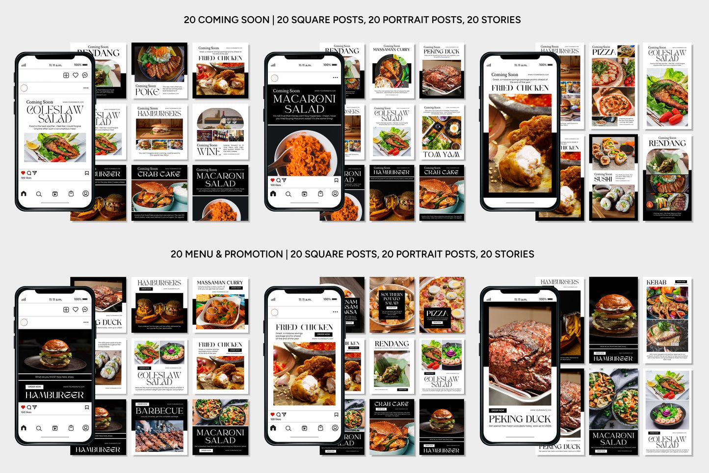 1200+ Restaurant Instagram Templates - Vol. 7