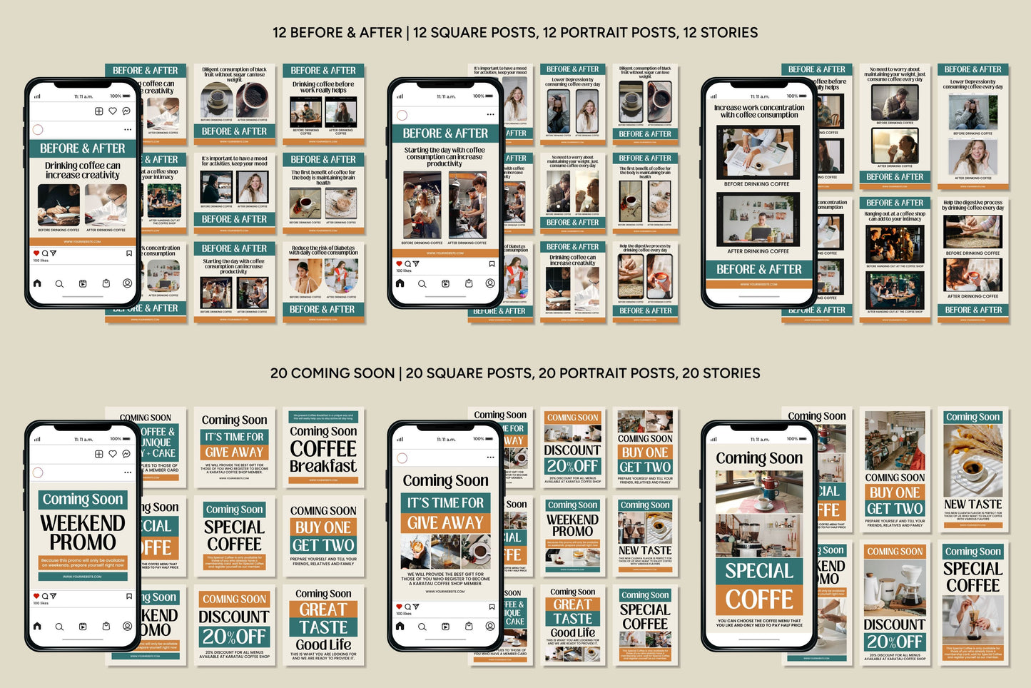 1200+ Coffee Shop Instagram Templates - Vol. 6