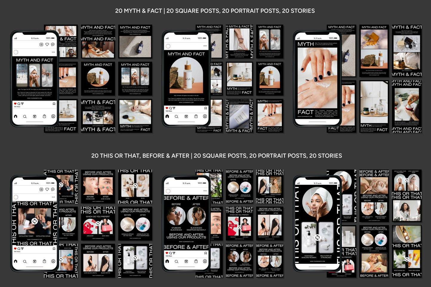 1200+ Skincare Instagram Templates - Vol. 6