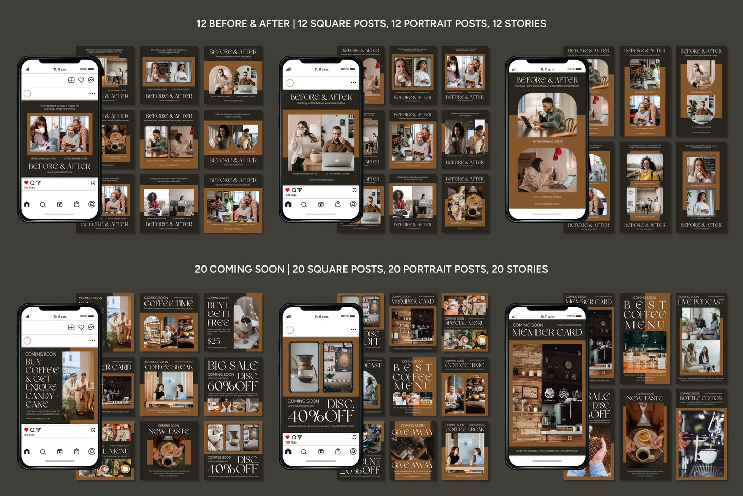 1200+ Coffee Shop Instagram Templates - Vol. 8