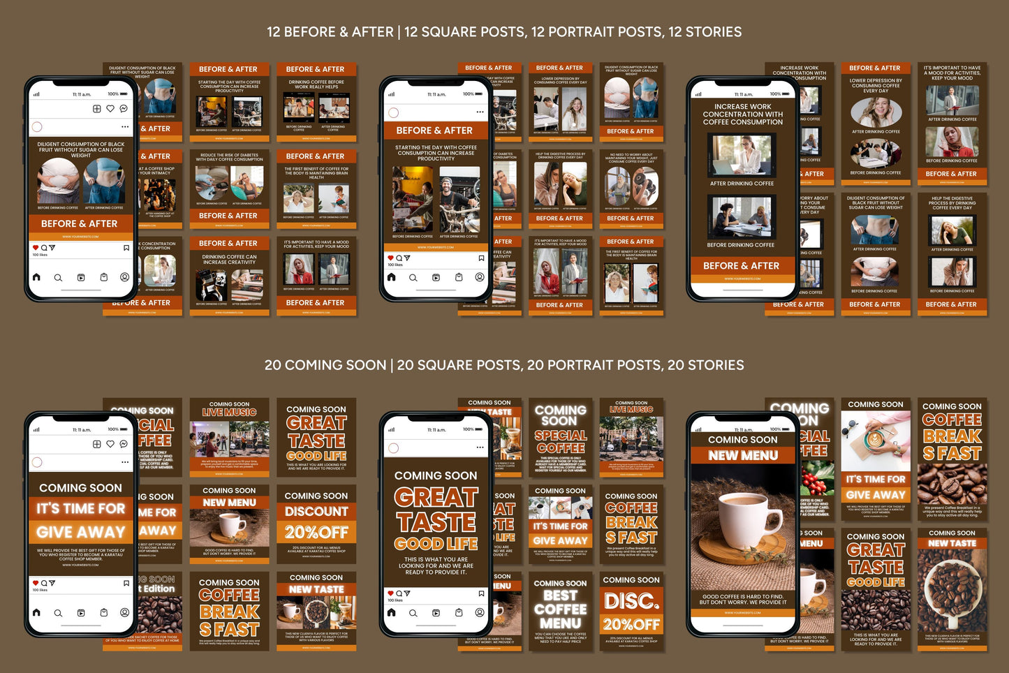 1200+ Coffee Shop Instagram Templates - Vol. 7