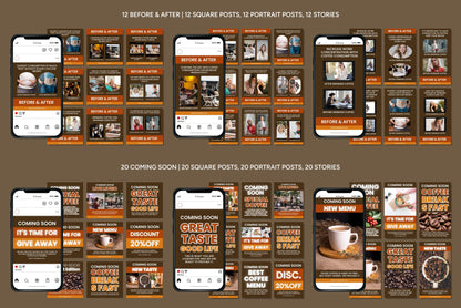 1200+ Coffee Shop Instagram Templates - Vol. 7