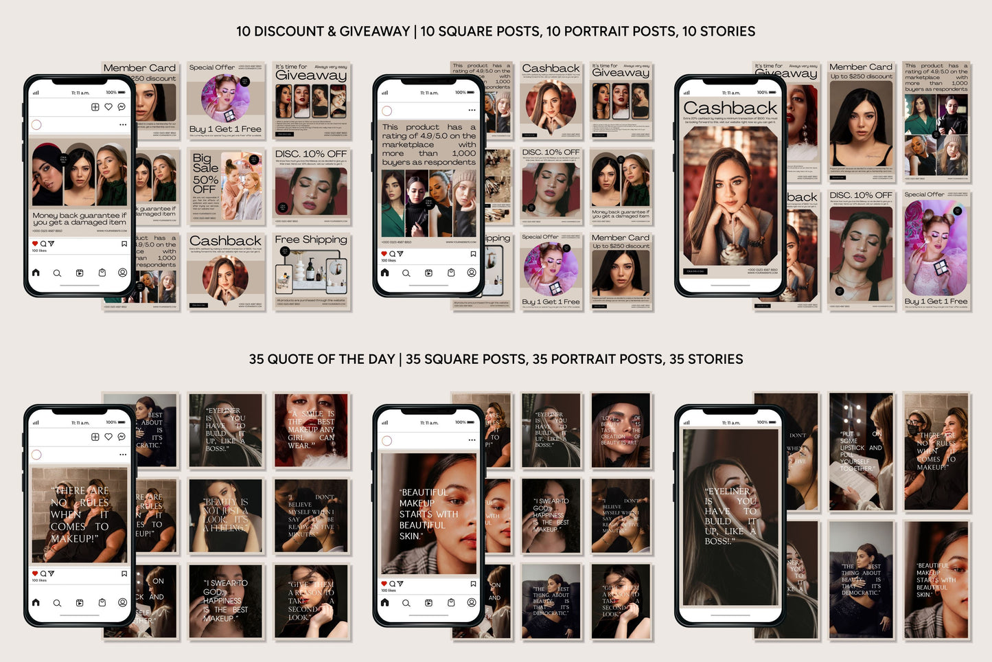 1200+ Makeup Instagram Templates - Vol. 8