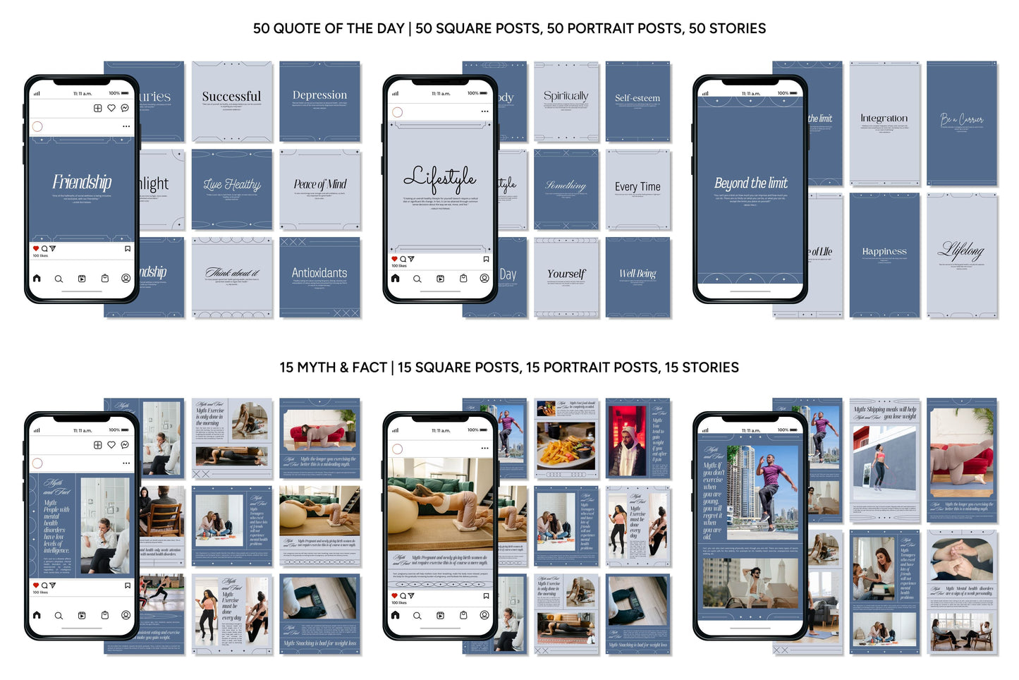 1200+ Wellness Instagram Templates - Vol. 8
