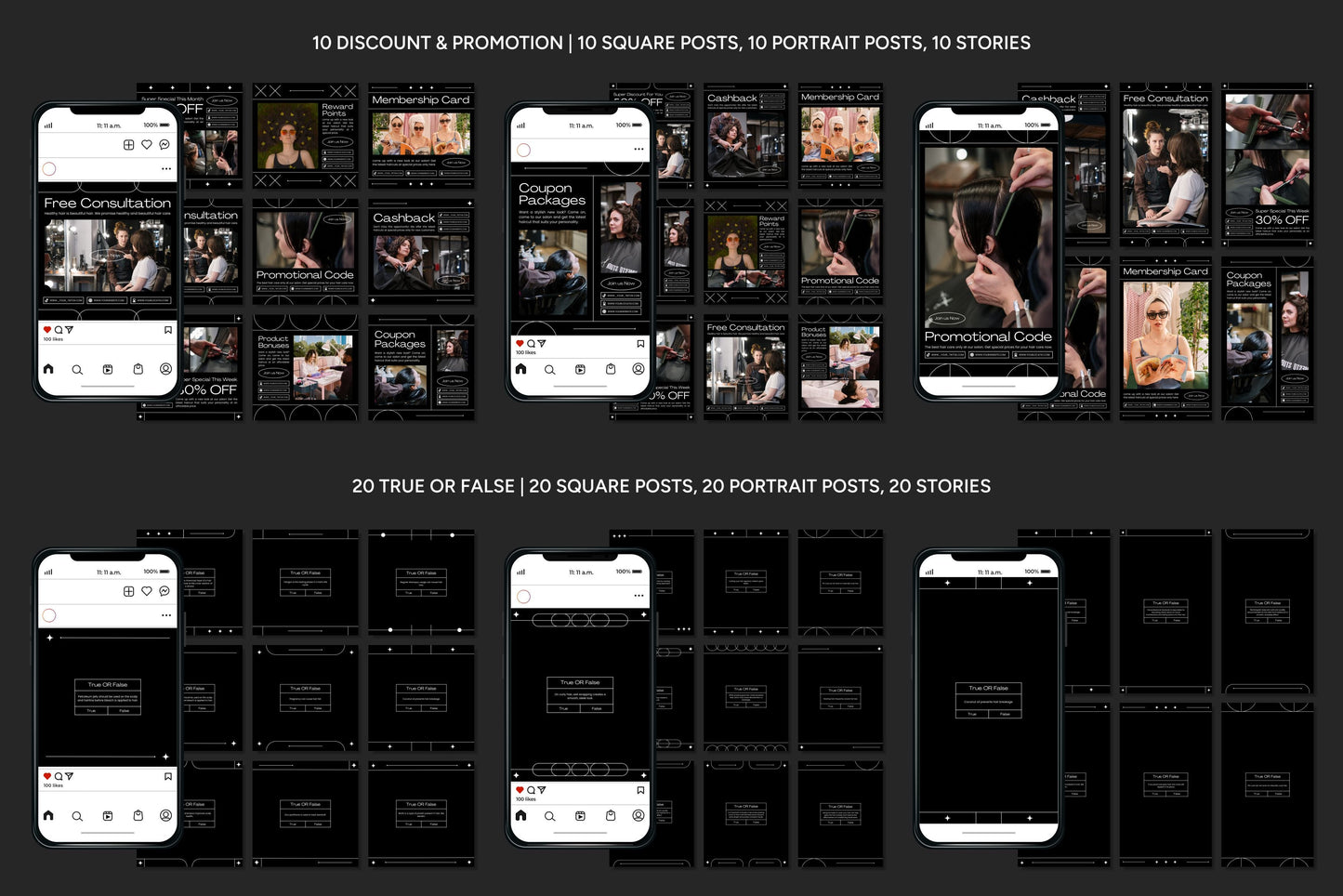 1200+ Hairstylist Instagram Templates - Vol. 6