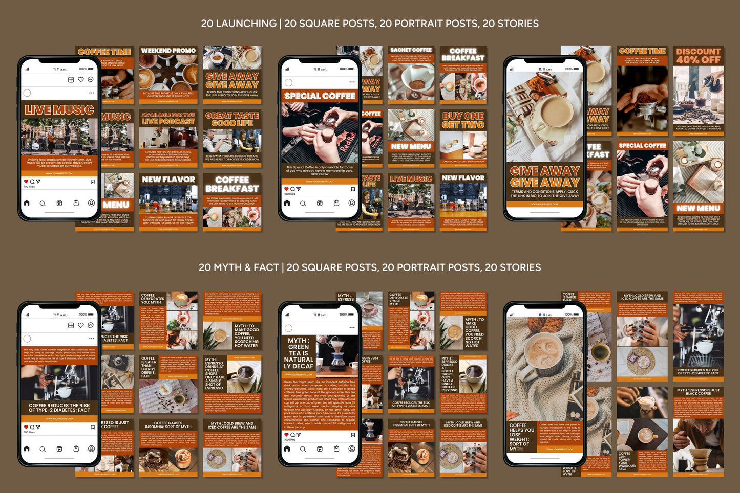 1200+ Coffee Shop Instagram Templates - Vol. 7