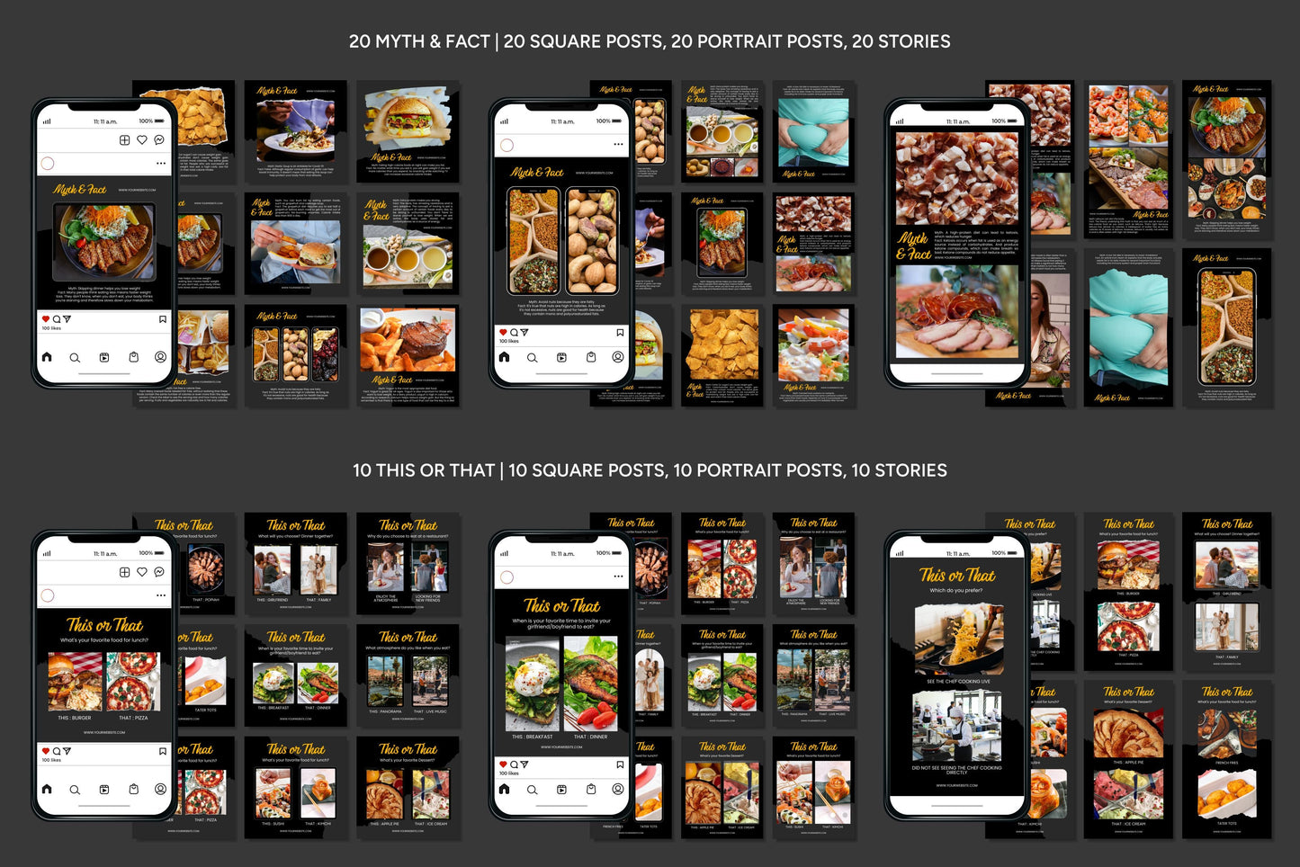 1200+ Restaurant Instagram Templates - Vol. 6
