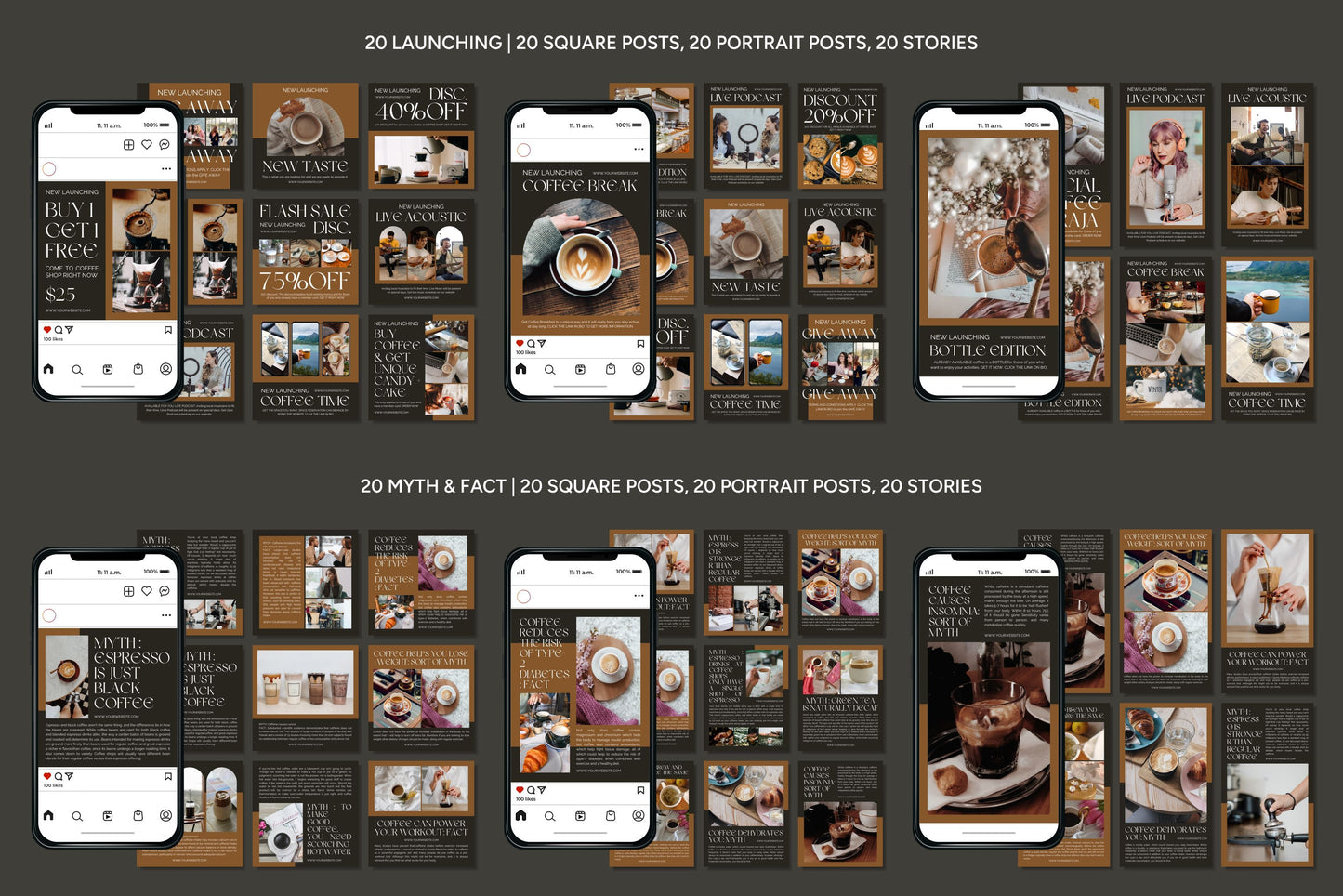1200+ Coffee Shop Instagram Templates - Vol. 8
