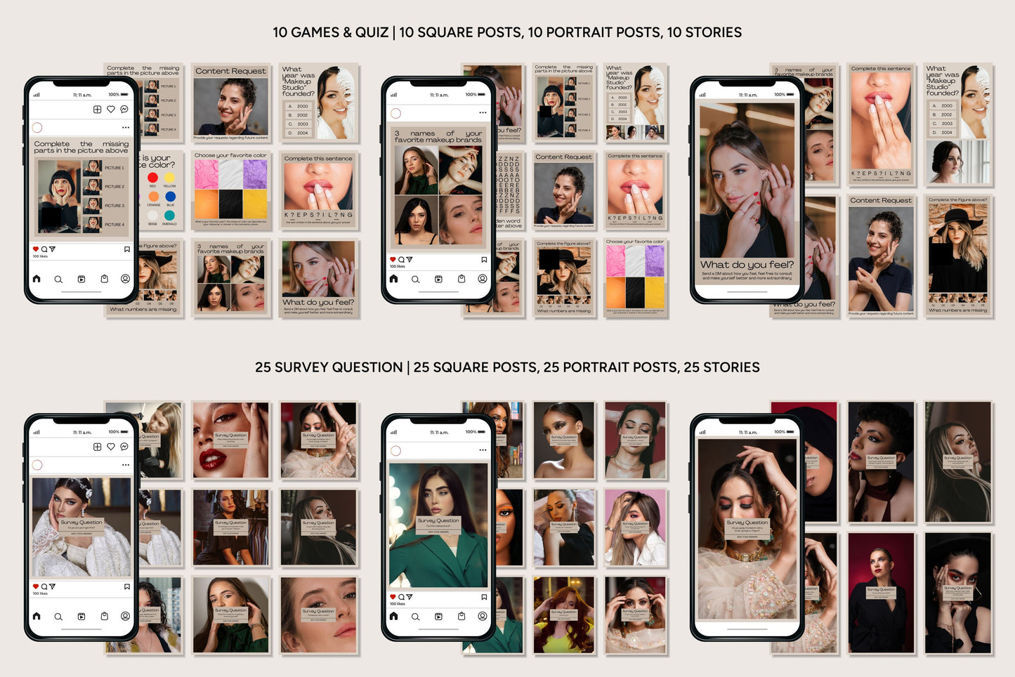 1200+ Makeup Instagram Templates - Vol. 8