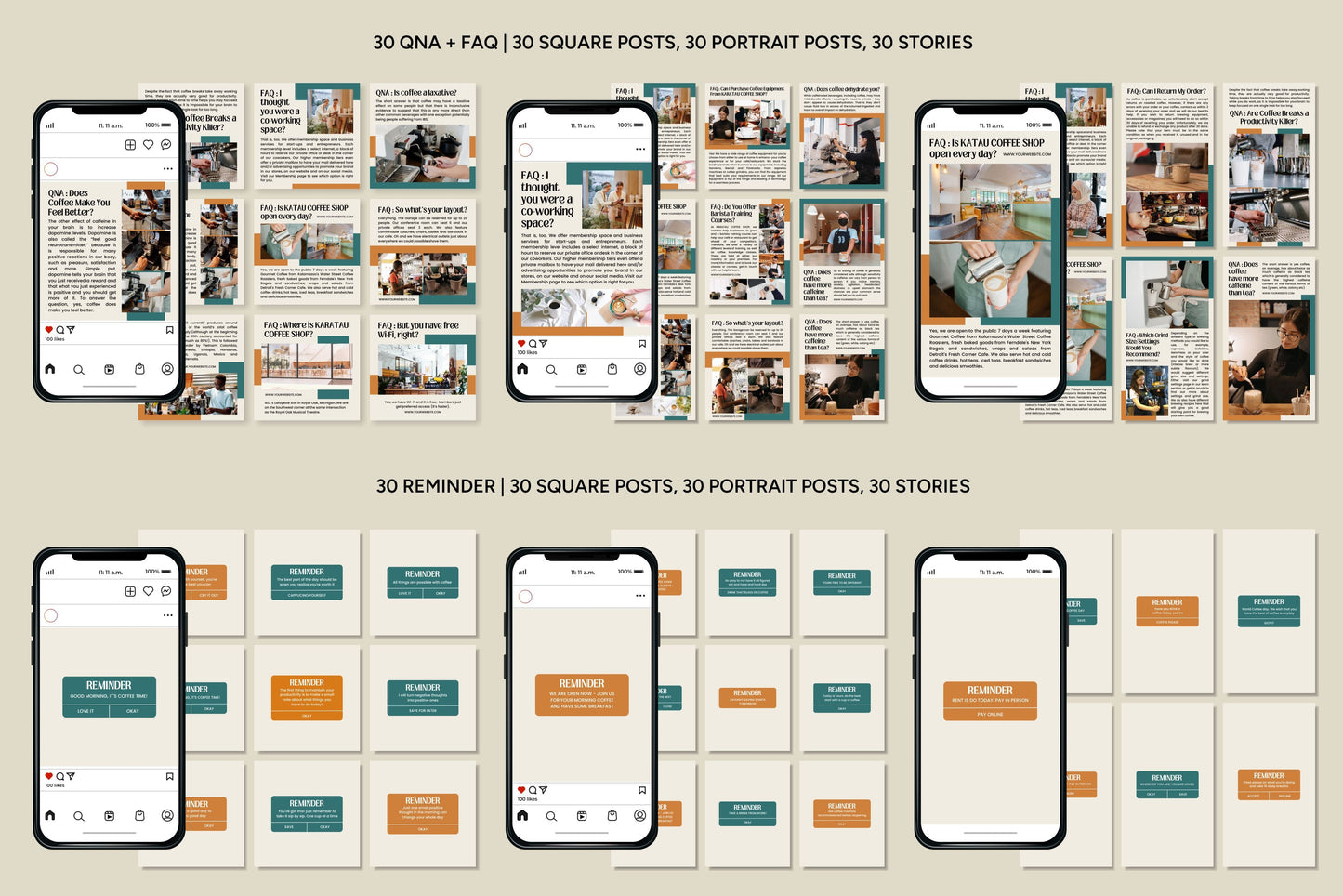 1200+ Coffee Shop Instagram Templates - Vol. 6