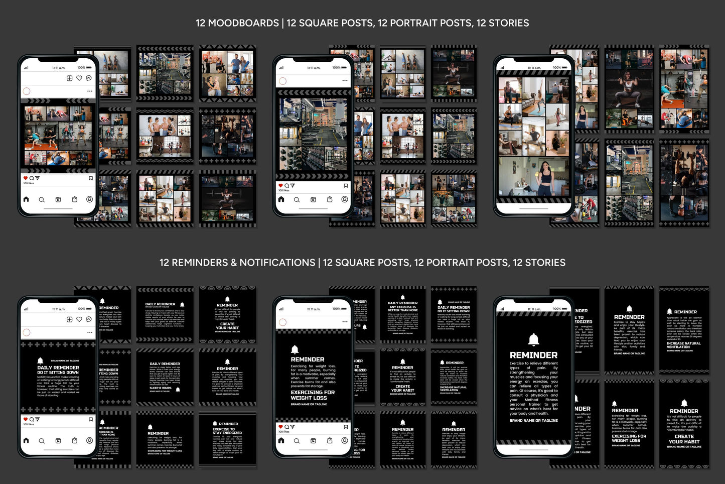 1200+ Fitness Instagram Templates - Vol. 6
