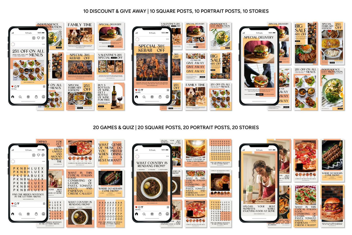 1200+ Restaurant Instagram Templates - Vol. 8
