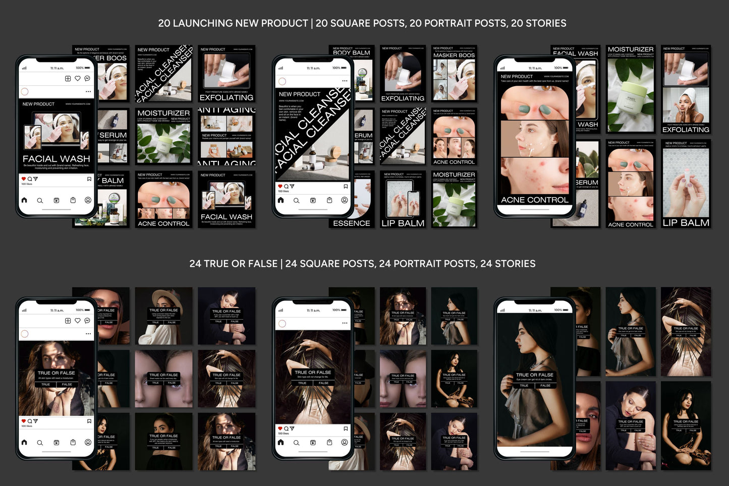 1200+ Skincare Instagram Templates - Vol. 6
