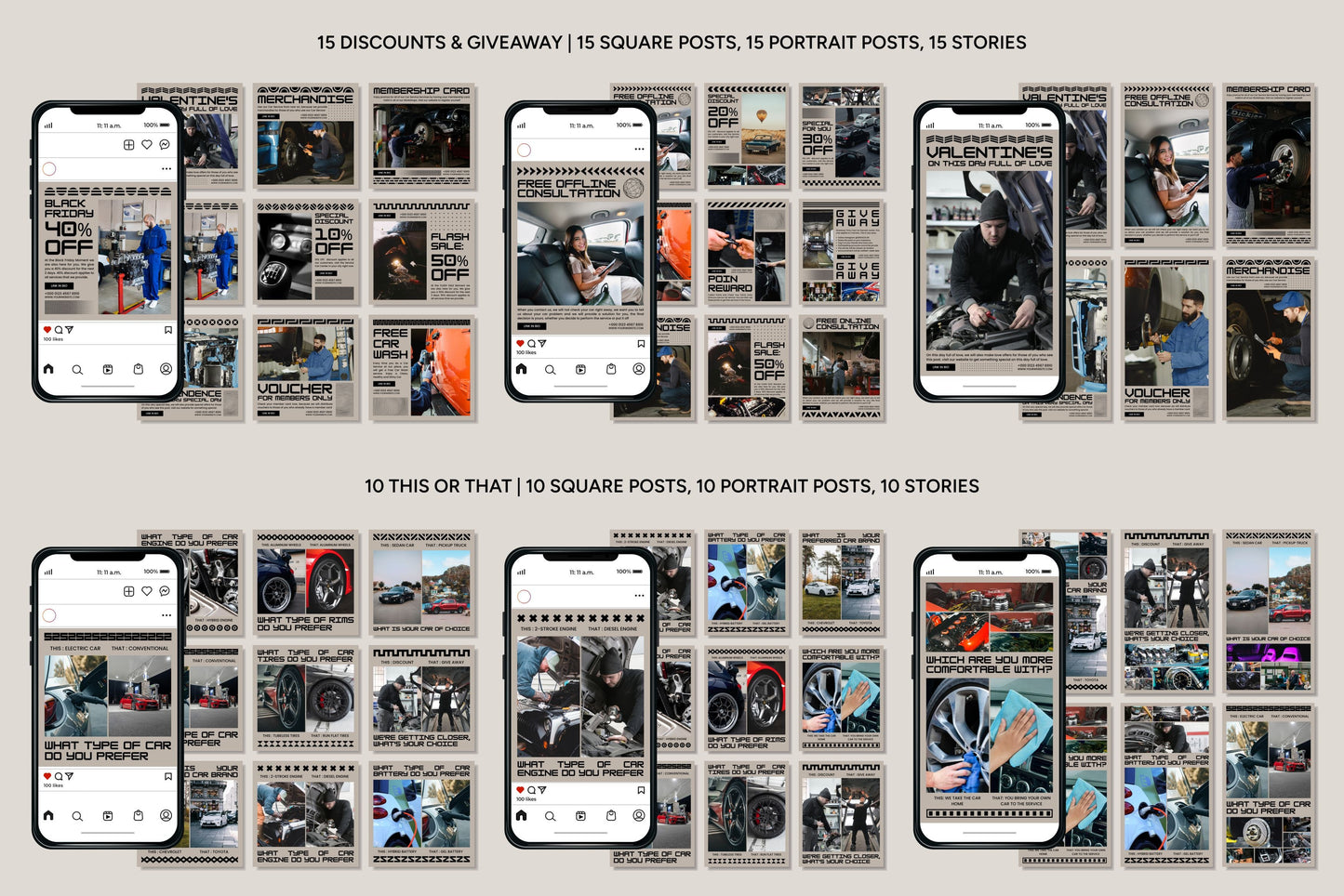 120+ Automotive Instagram Templates -  Vol. 1