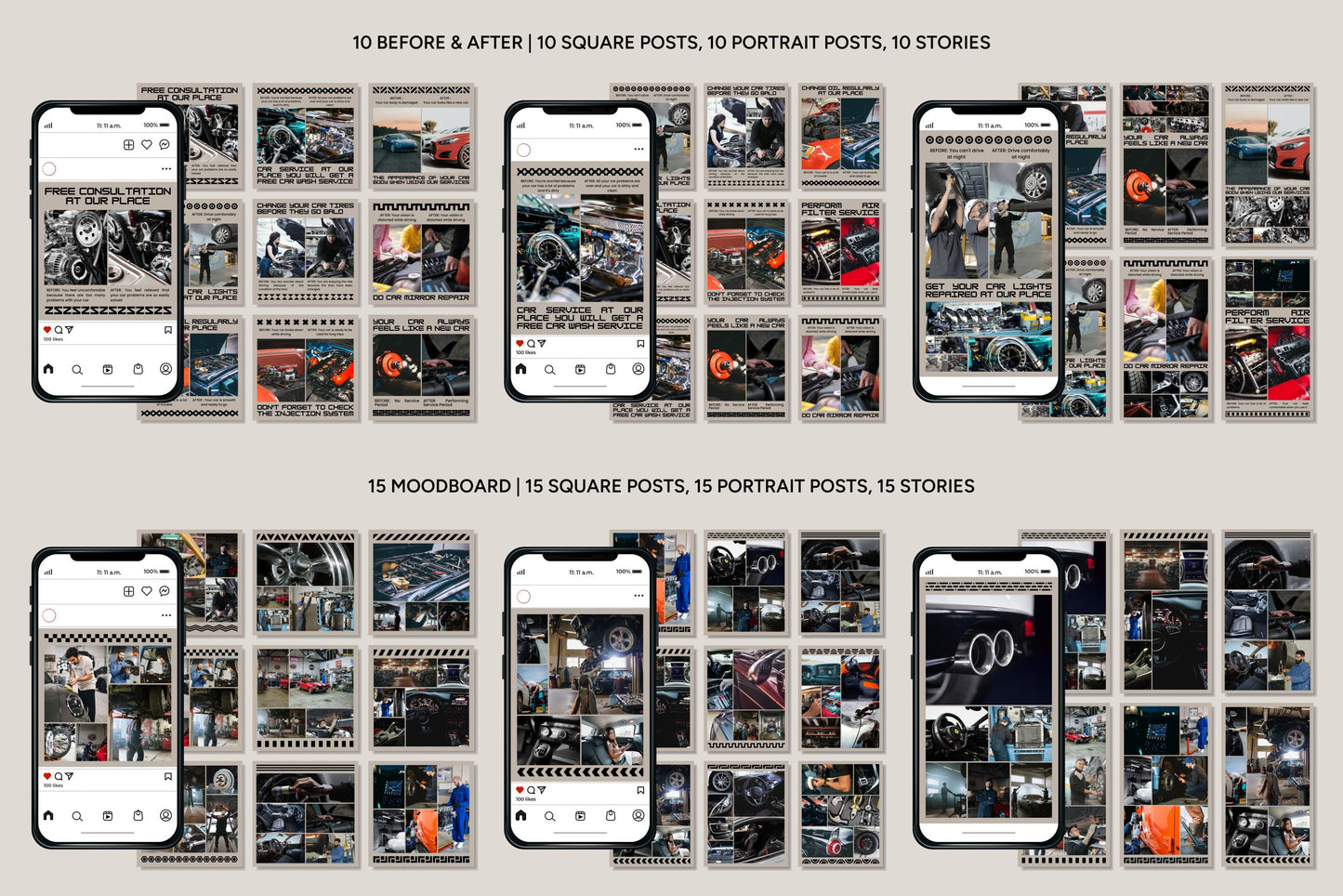120+ Automotive Instagram Templates -  Vol. 1