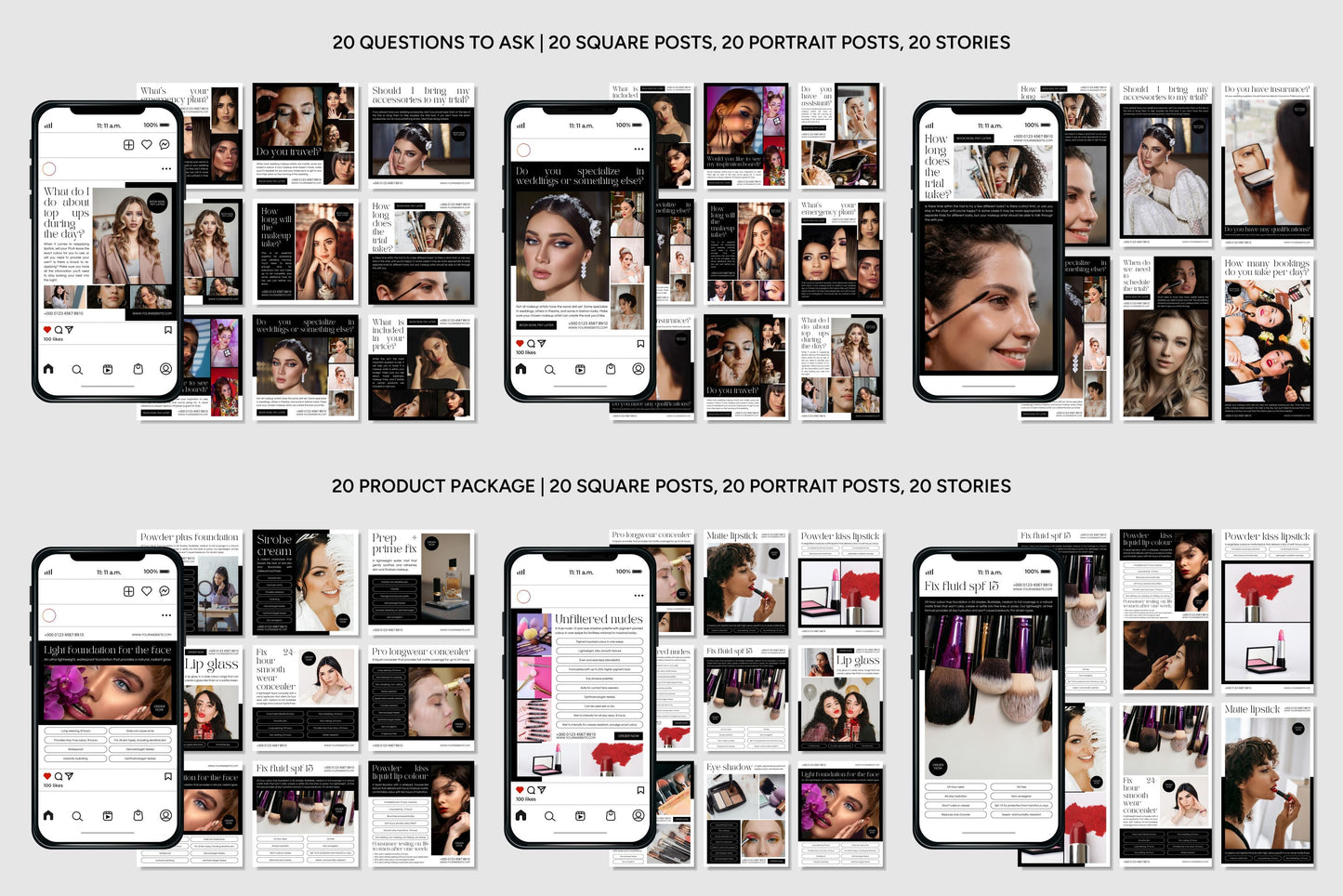 1200+ Makeup Instagram Templates - Vol. 6
