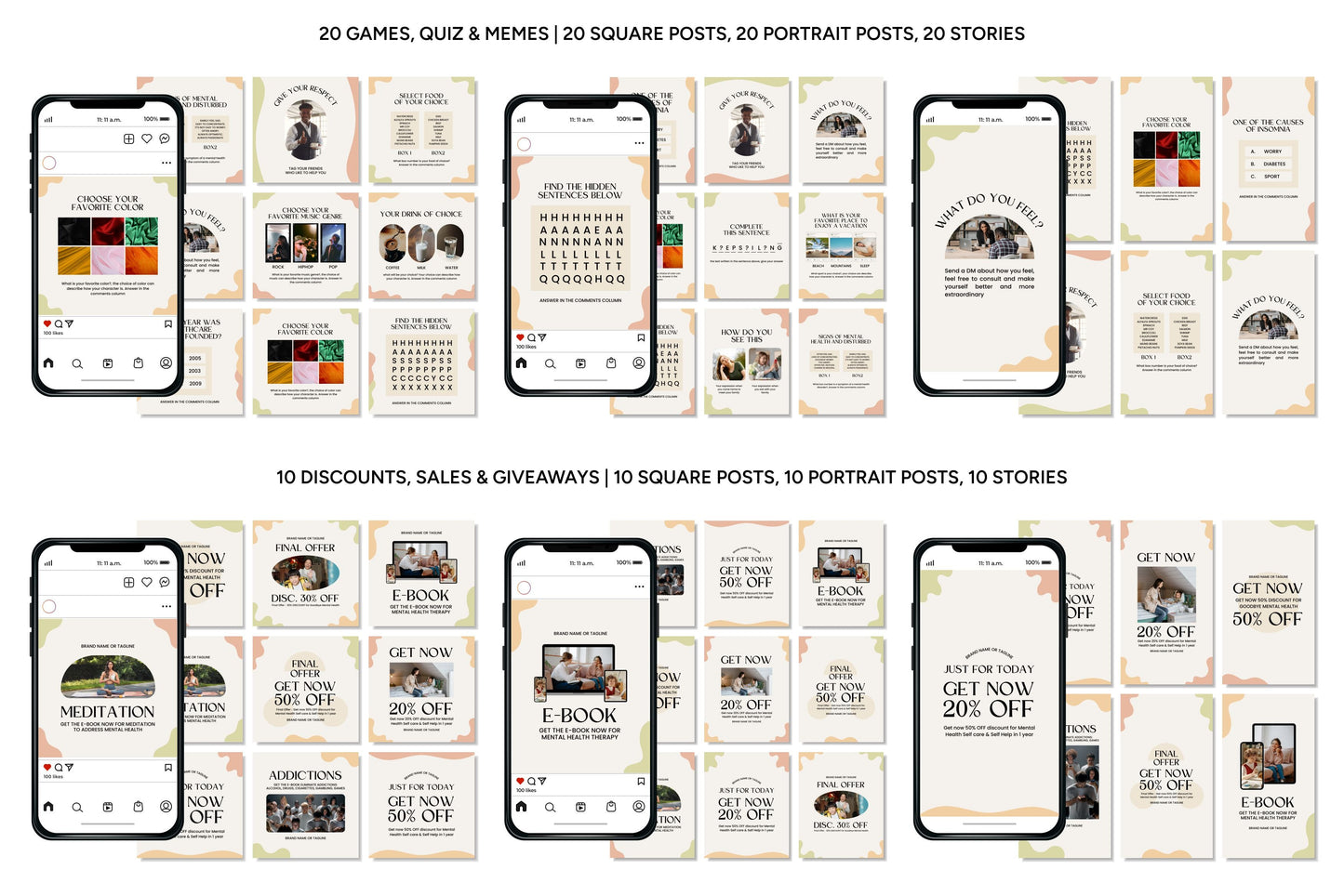 1200+ Mental Health Instagram Templates - Vol. 6