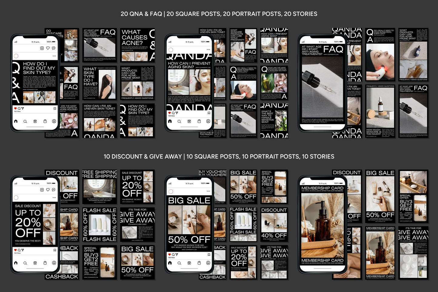 1200+ Skincare Instagram Templates - Vol. 6