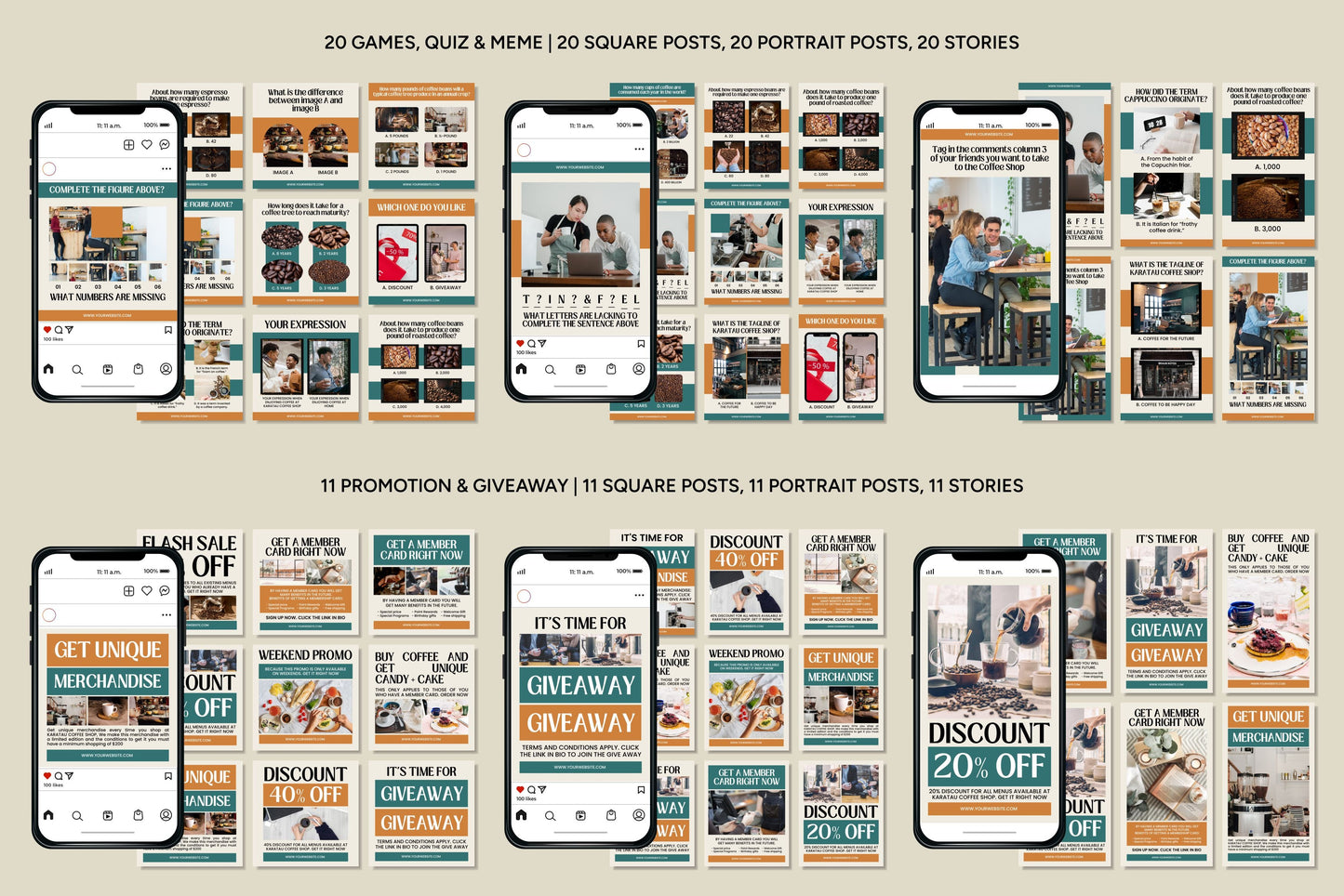 1200+ Coffee Shop Instagram Templates - Vol. 6