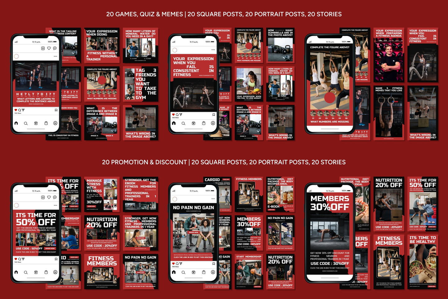 1200+ Fitness Instagram Templates - Vol. 8