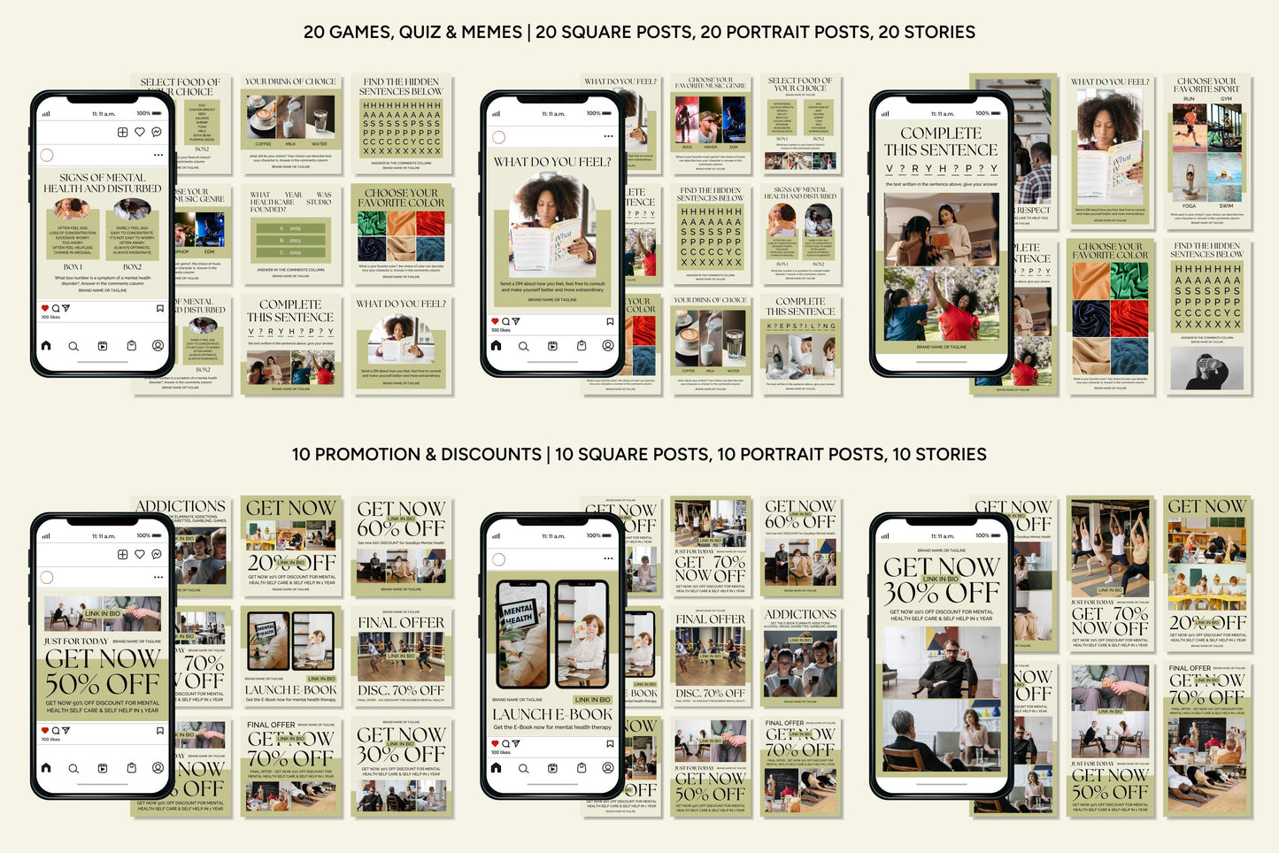 1200+ Mental Health Instagram Templates - Vol. 8