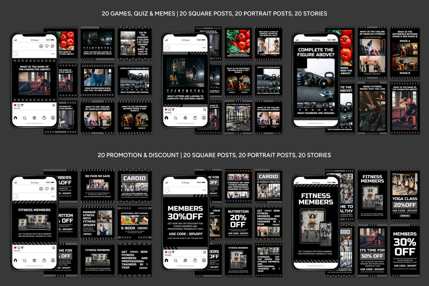 1200+ Fitness Instagram Templates - Vol. 6