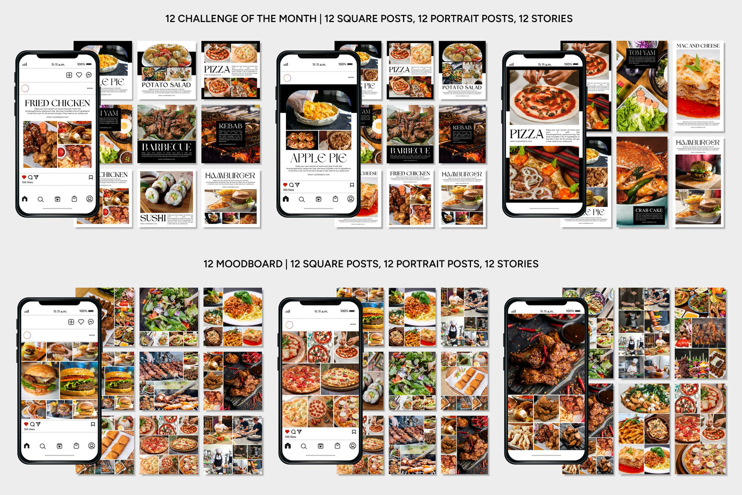 1200+ Restaurant Instagram Templates - Vol. 7