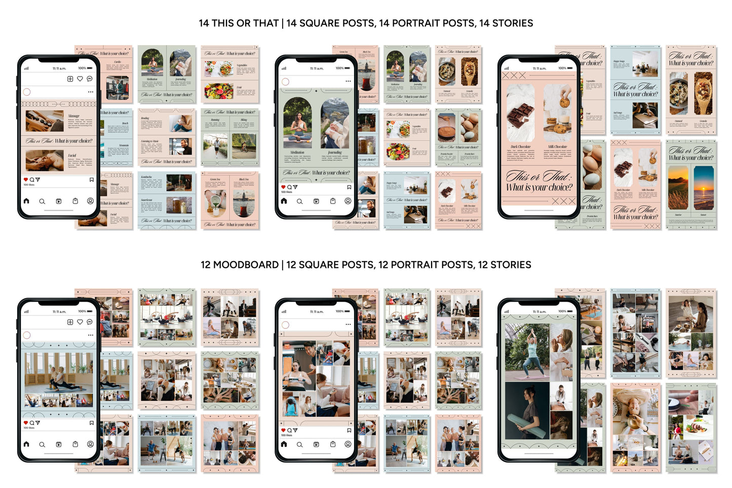 1200+ Wellness Instagram Templates - Vol. 7